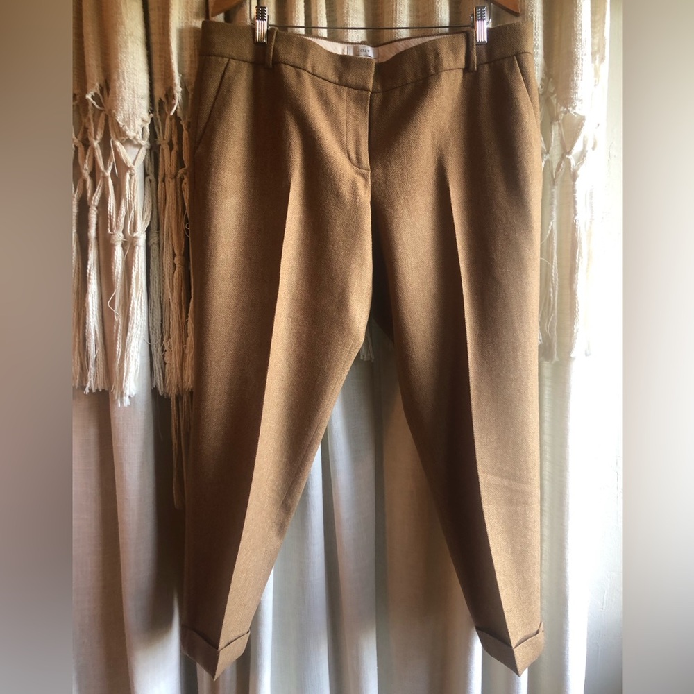 J Crew wool Cafe capri pants in camel wool size 14